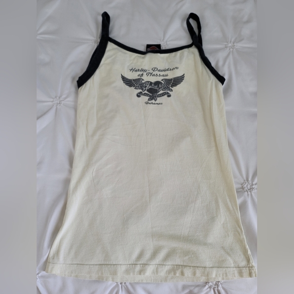 Vintage Harley-Davidson Winged Motorcycle Tank in Cream Size Small - Picture 4 of 5
